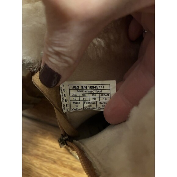 UGG Kids Nessa Chestnut Suede Boots Size 12 | Fully Lined - Picture 7 of 10